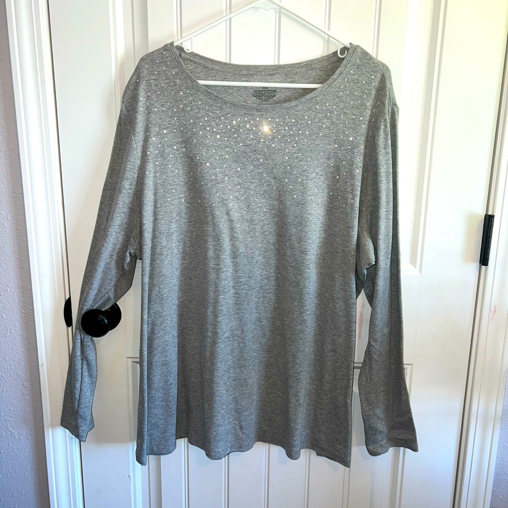 Lane Bryant Grey top with rhinestone detail